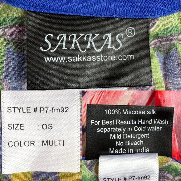 Sakkas Laisson Flowy Hi Low Caftan Rhinestone Boxy V Neck Dress Top Cover / Up - Picture 12 of 13